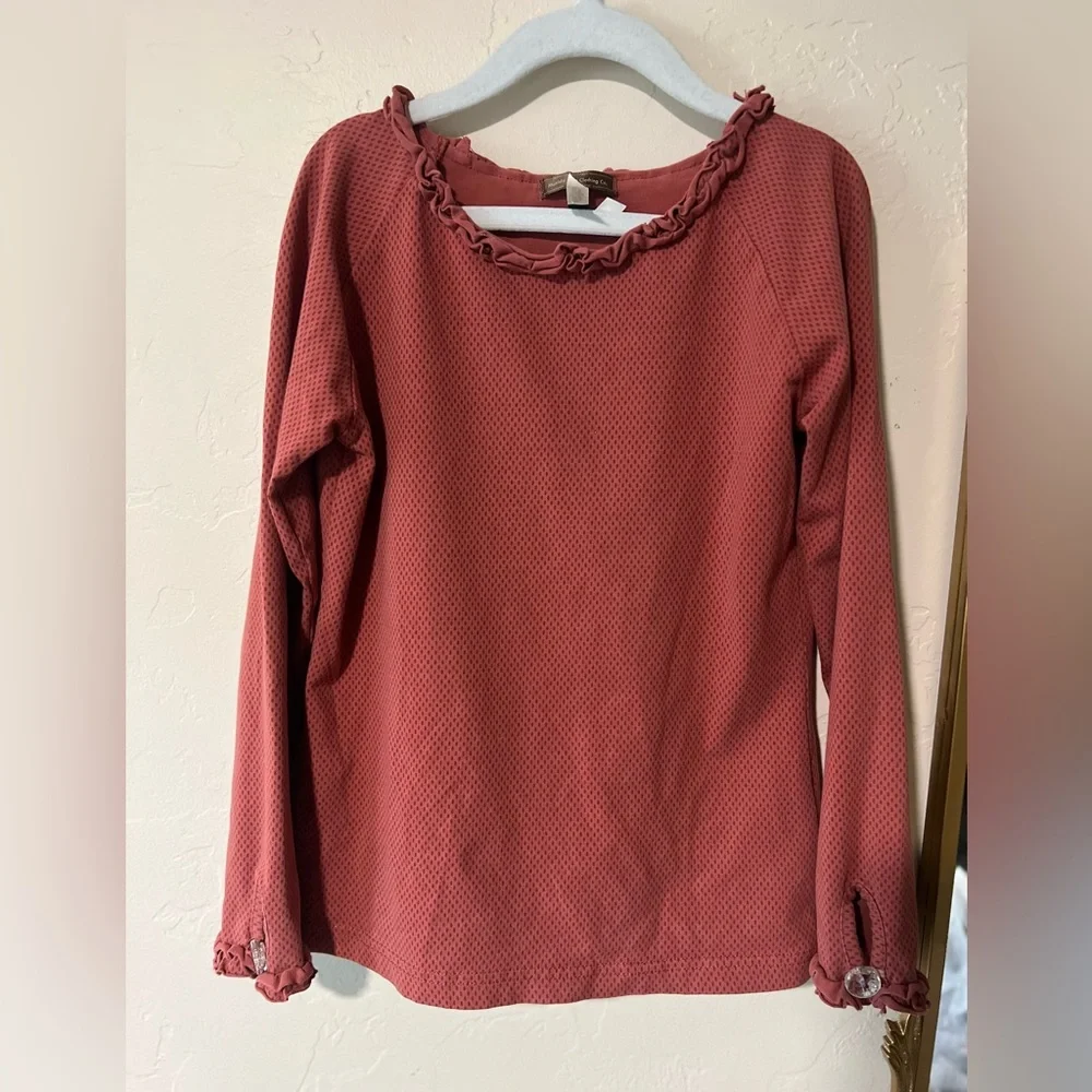 Matilda Jane You & Me Cinnamon Tee Dotted Long Sleeve Ruffle Size 8